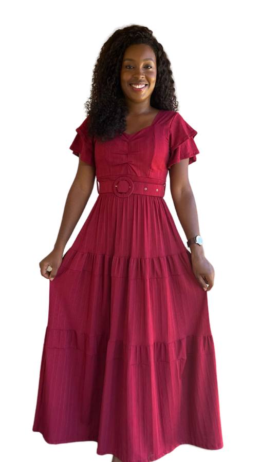 Vestido bordô Flor Modas