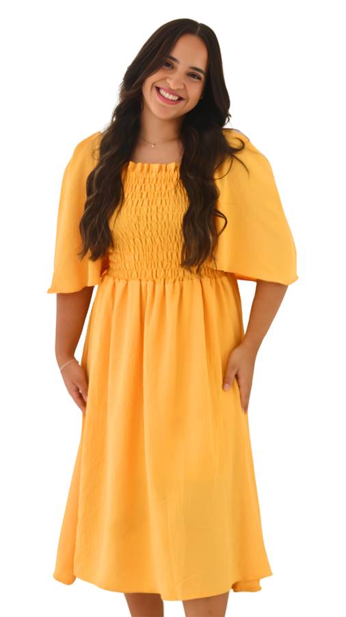 Vestido amarelo Flor Modas